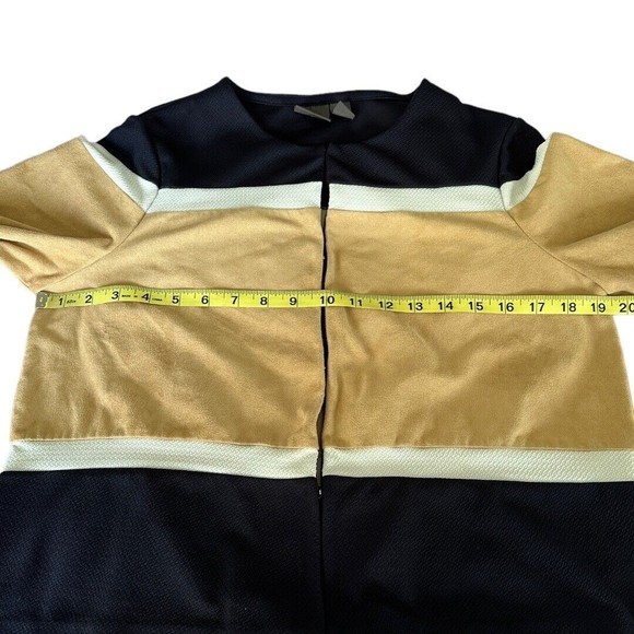 Chico’s Travelers Faux Suede Color Block Cardigan Size Small - Picture 7 of 11